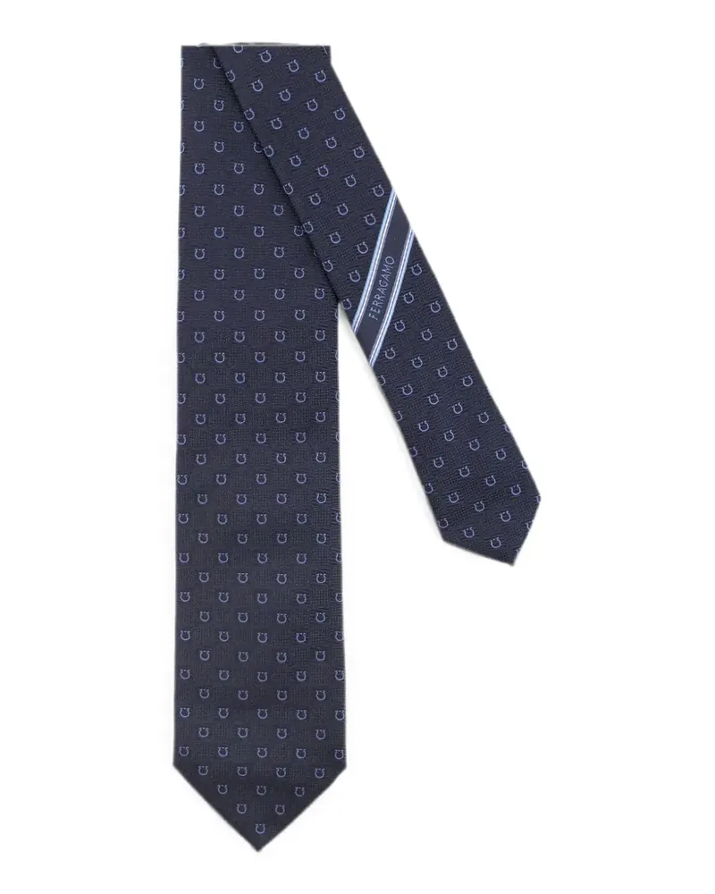 Ferragamo Seidenkrawatte mit Gancini-Jacquardmuster - Blau Blau