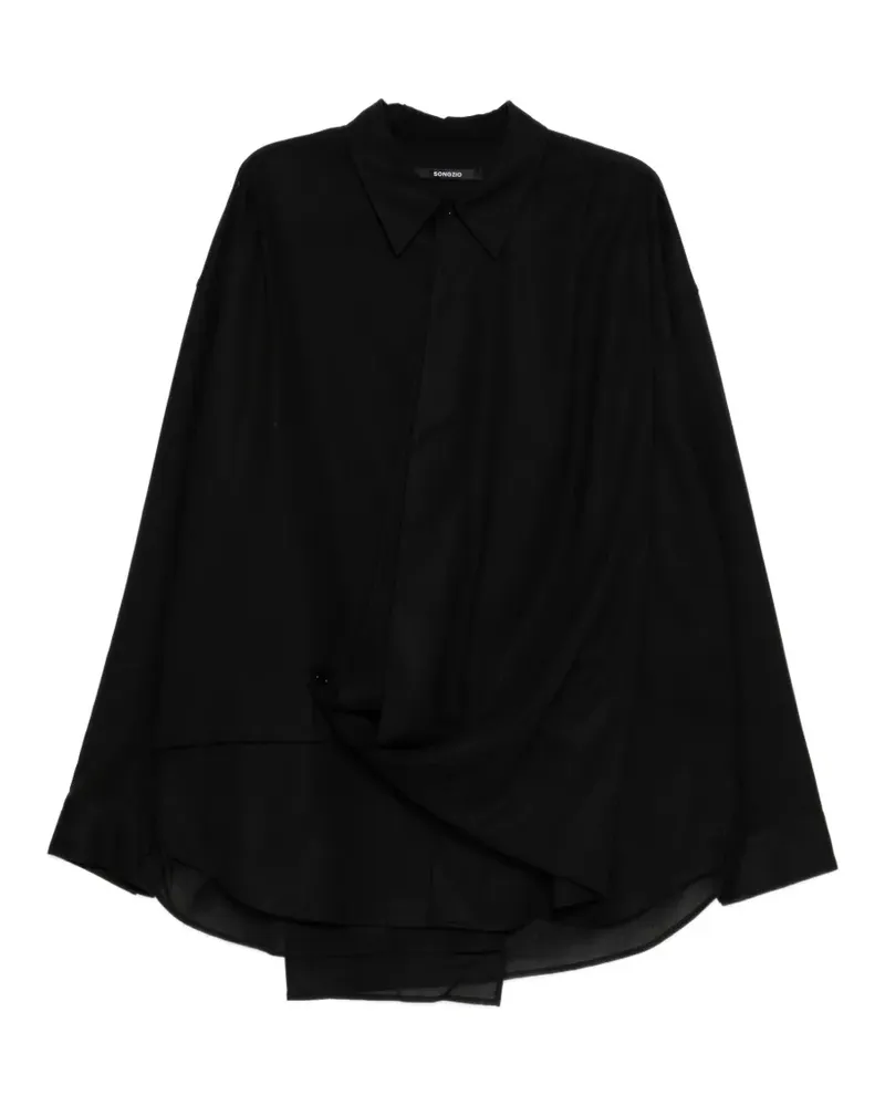 SONGZIO draped layered-detail shirt - Schwarz Schwarz