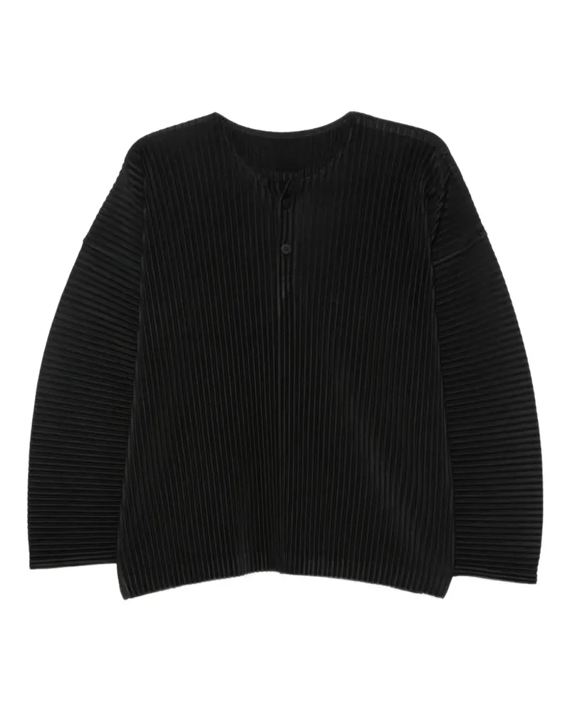 Issey Miyake Plissiertes Langarmshirt - Schwarz Schwarz