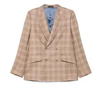 Doppelreihiges Sakko mit Karo - Braun