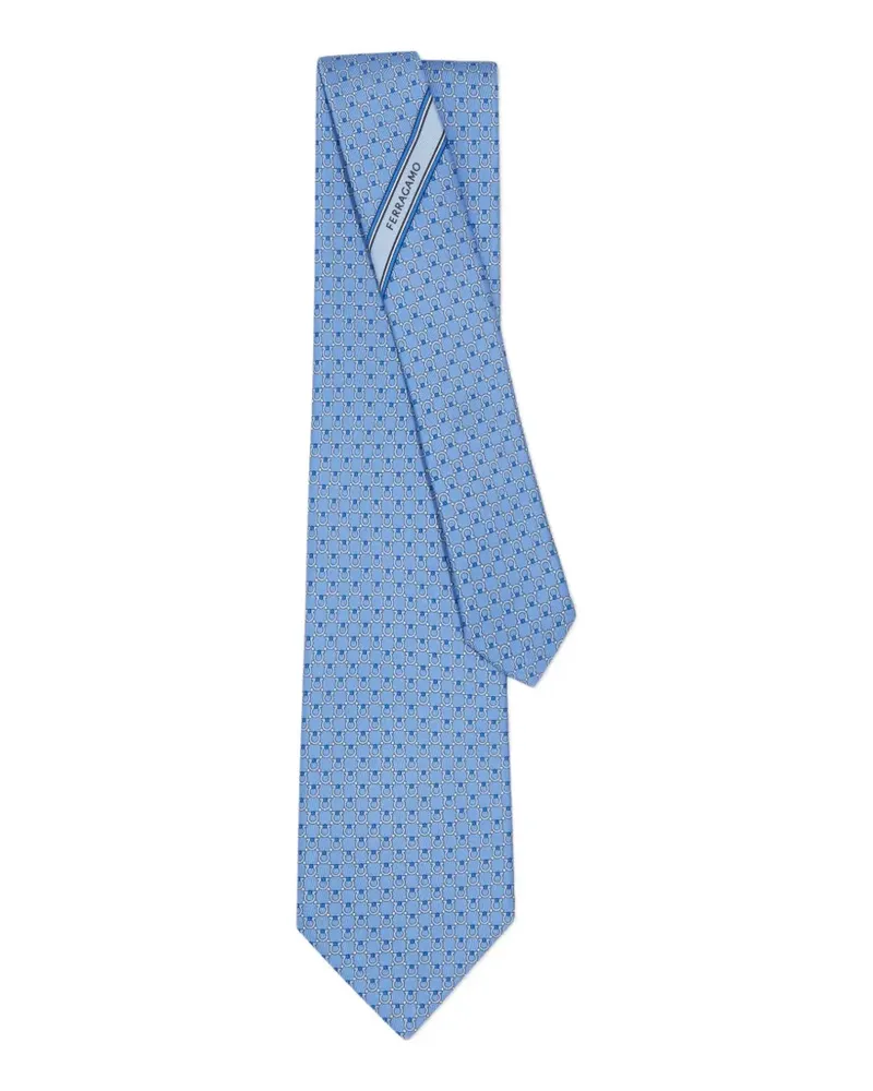 Ferragamo Seidenkrawatte mit Gancini-Print - Blau Blau