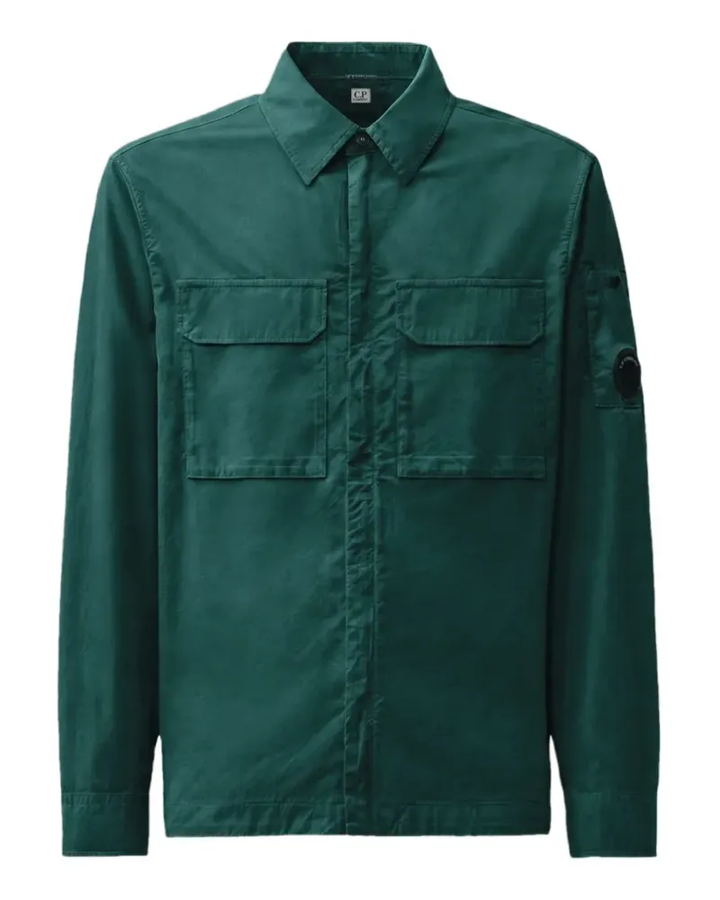C.P. Company Hemdjacke aus Bio-Gabardine mit Klappe - Grün Grün