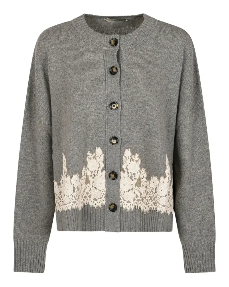 Alberta Ferretti Geknöpfter Cardigan mit Spitzenbesatz - Grau Grau