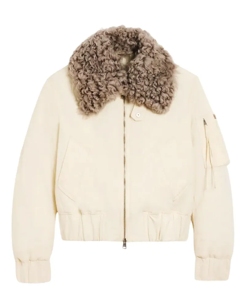 AMI Paris Wattierte Bomberjacke mit Shearling-Kragen - Nude Nude