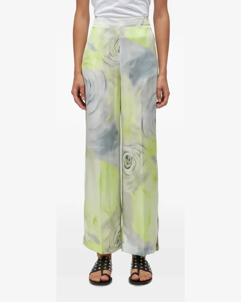 Blumarine floral-print wide-leg trousers - Gelb Gelb