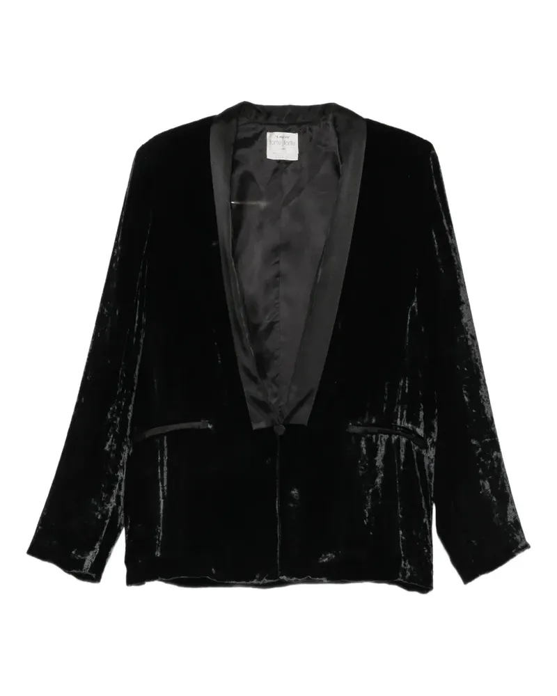 forte_forte crushed-velvet satin-lapel blazer - Schwarz Schwarz