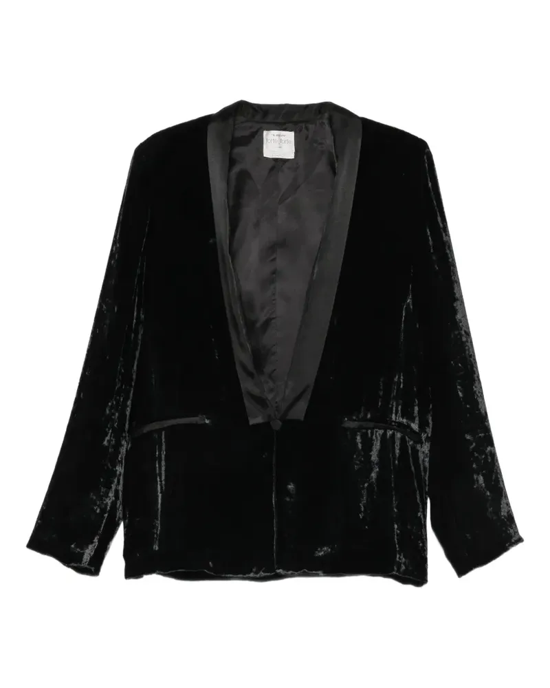 forte_forte Blazer aus geknittertem Samt mit Satinrevers - Schwarz Schwarz