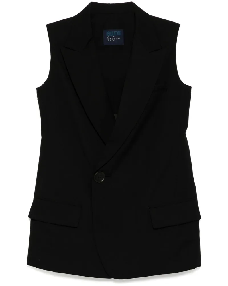 Yohji Yamamoto Weste mit fallendem Revers - Schwarz Schwarz