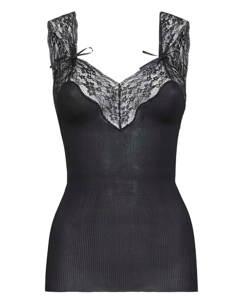 Saint Laurent Seidenoberteil mit Falten - Schwarz Schwarz