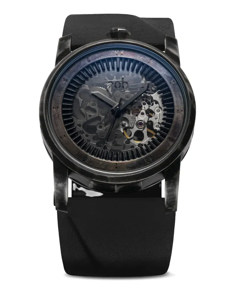 fob Paris R413 leather watche - Schwarz Schwarz