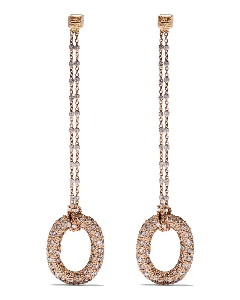 Carolina Bucci 18kt 'Pave Links' Rotgoldohrringe mit Diamanten - Rosa Rosa