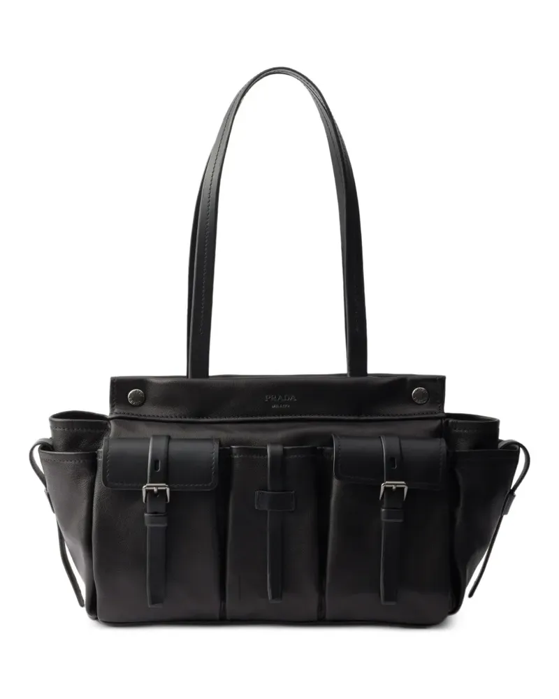 Prada Großer Route Tote Bag - Schwarz Schwarz