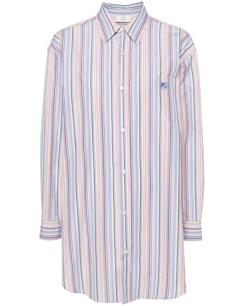 Etro Gestreiftes Hemd mit Pegaso-Stickerei - Blau Blau