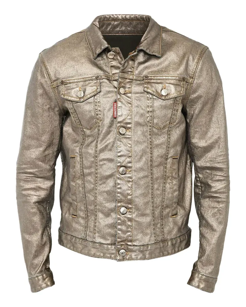 Dsquared2 metallic-effect logo-patch jacket - Gold Gold