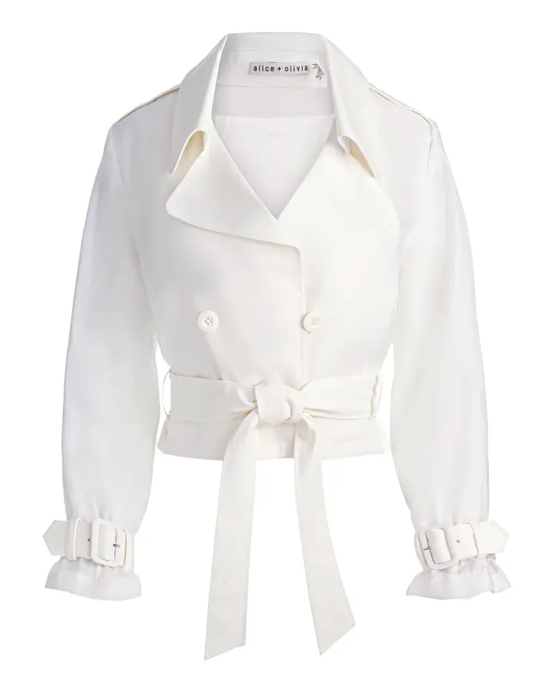 Alice + Olivia Keith Cropped-Jacke mit Gürtel - Weiß Weiß