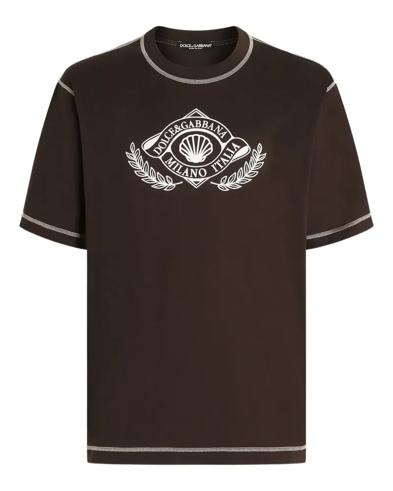 Dolce & Gabbana T-Shirt mit Logo-Stempel - Braun Braun