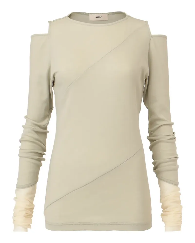 Muller of Yoshiokubo cold-shoulder layered-cuff top - Nude Nude