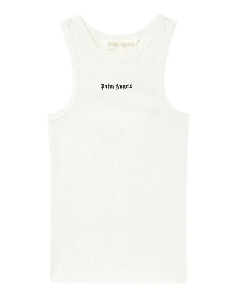 Palm Angels logo-print ribbed tank top - Weiß Weiß