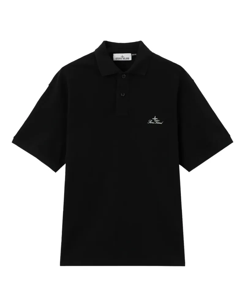 Stone Island Poloshirt mit Logo-Stickerei - Schwarz Schwarz