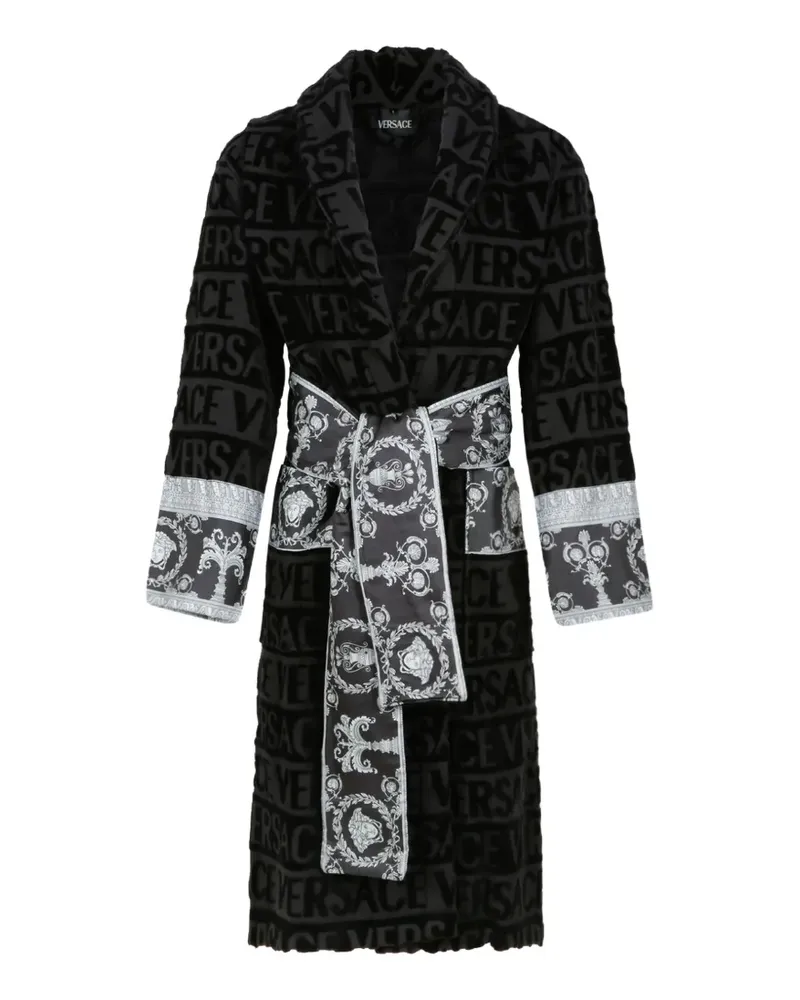Versace Morgenmantel mit Logo-Print - Schwarz Schwarz