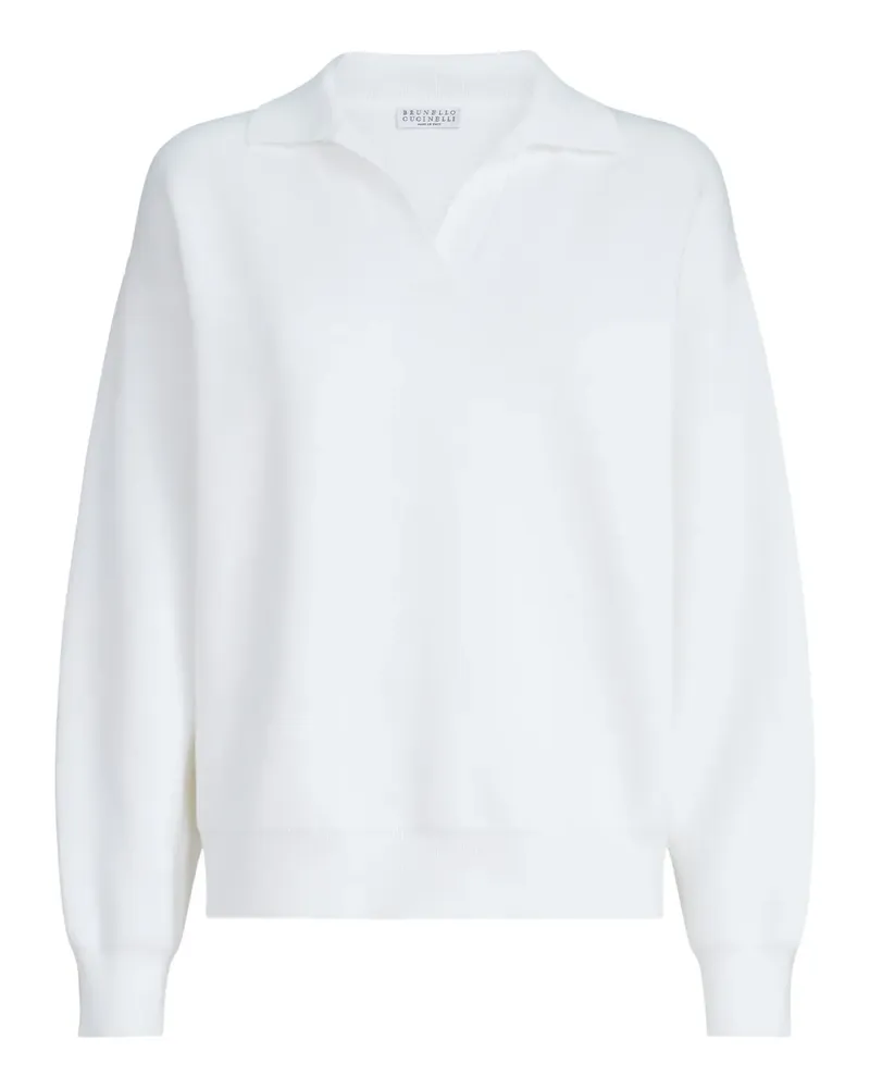 Brunello Cucinelli Pullover mit Poloshirtkragen - Weiß Weiß