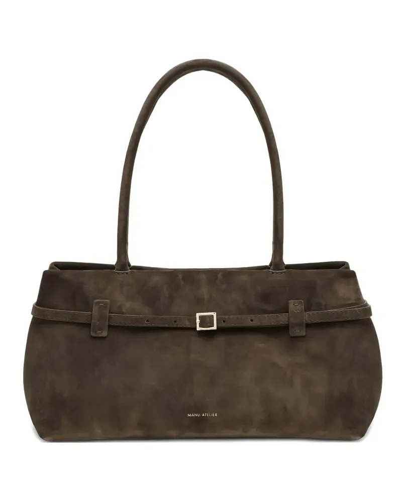 Manu Atelier buckle-fastening suede tote bag - Grün Grün