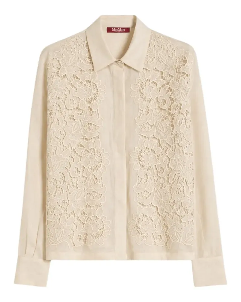 Max Mara lace-insert ramie shirt - Nude Nude