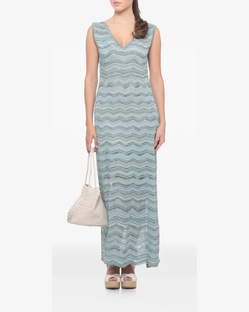D.EXTERIOR chevron-knit sleeveless maxi dress - Blau Blau