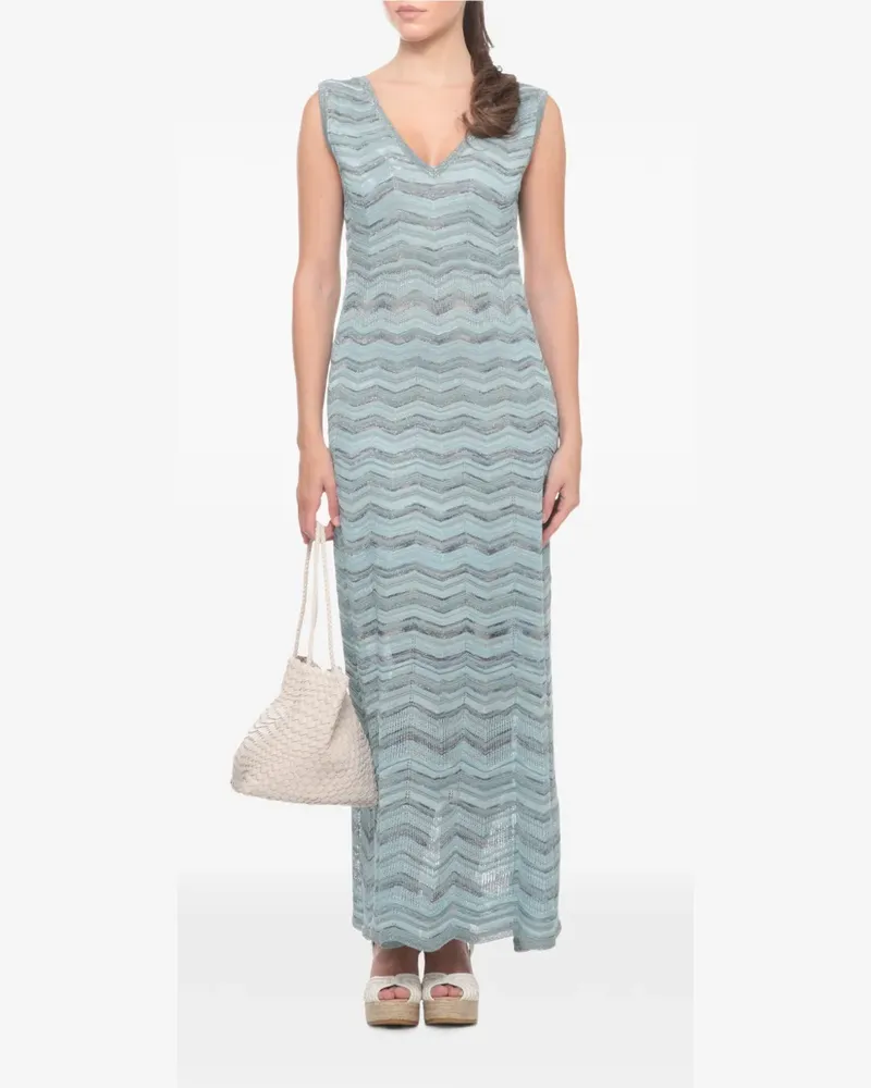 D.EXTERIOR chevron-knit sleeveless maxi dress - Blau Blau