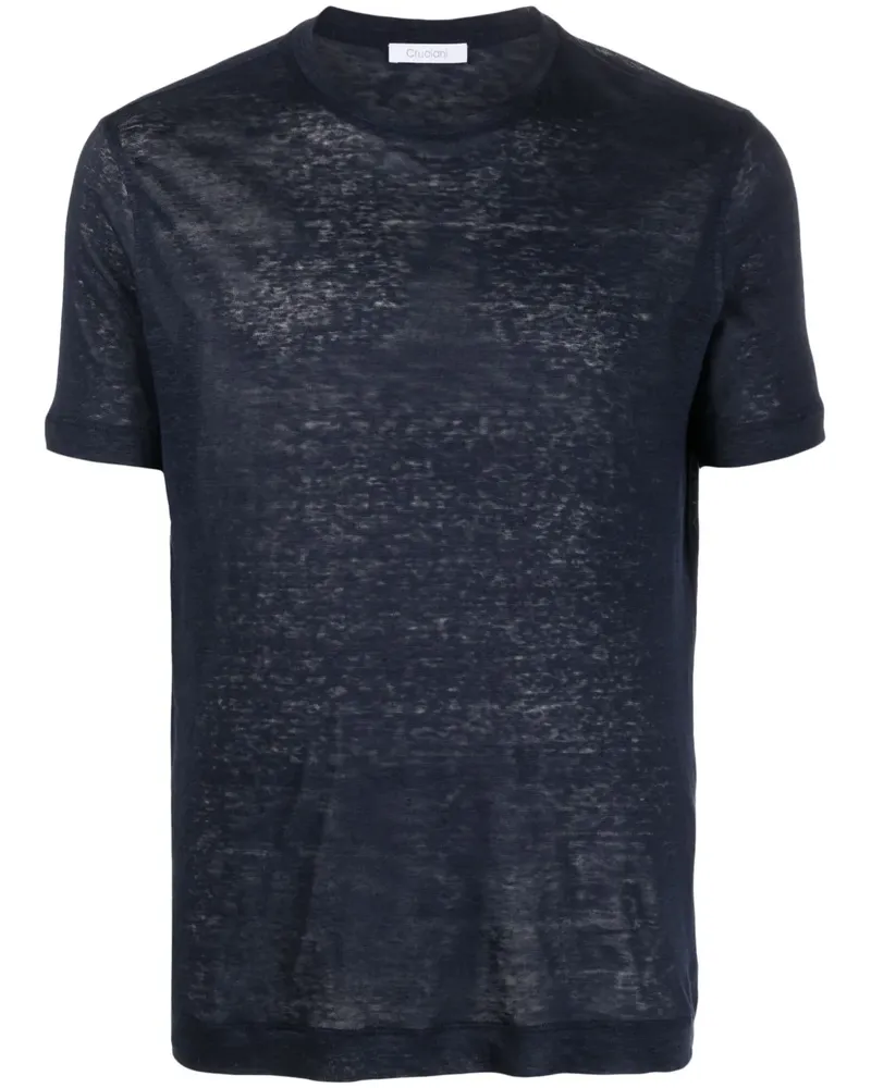 Cruciani T-Shirt aus Leinen - Blau Blau