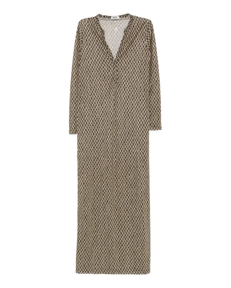 SIYU V-neck patterned maxi dress - Braun Braun