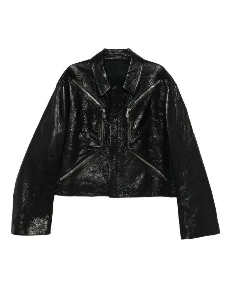 Rick Owens textured-leather biker jacket - Schwarz Schwarz
