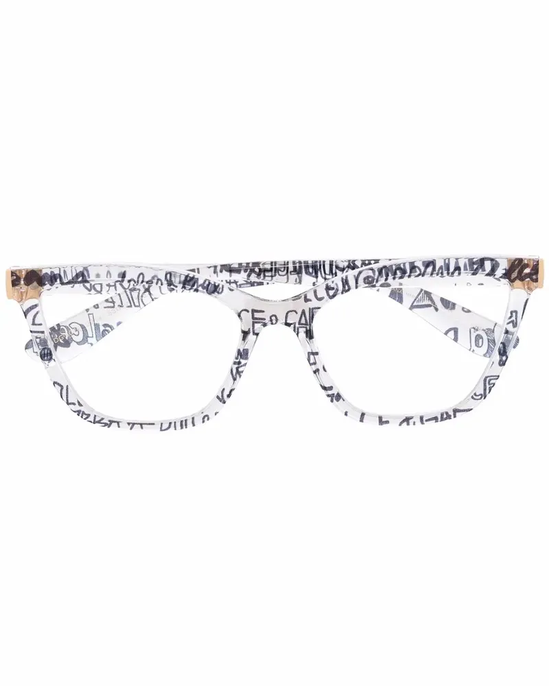 Dolce & Gabbana Cat-Eye-Brille mit Slogan - Nude Nude