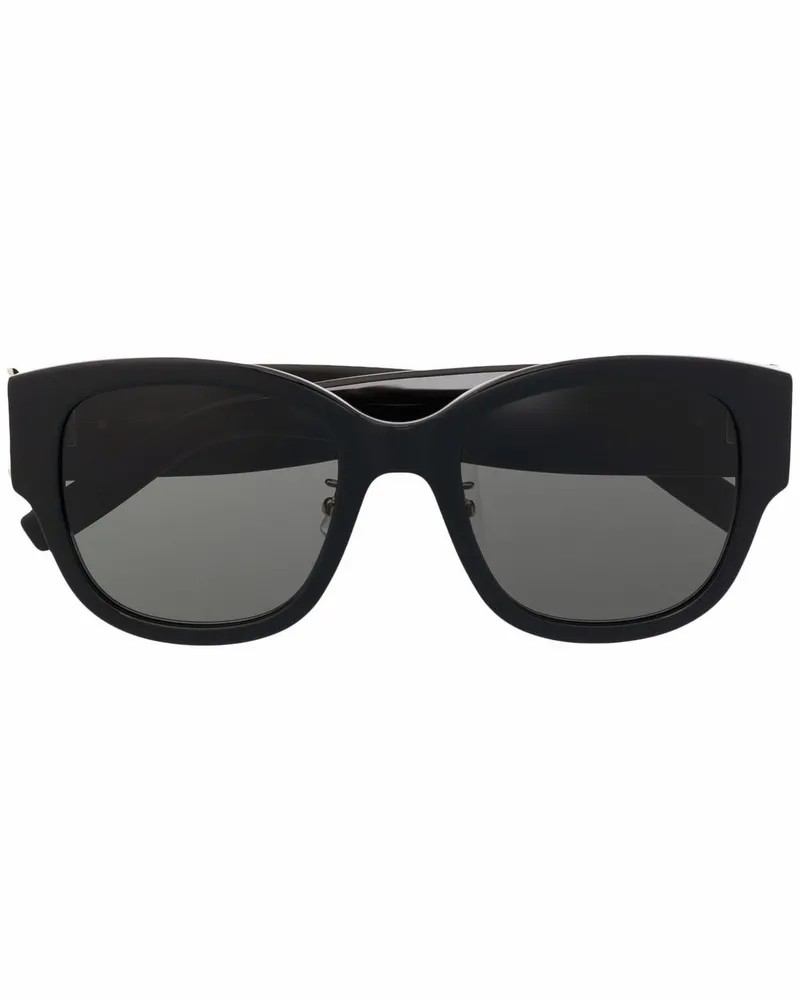 Saint Laurent Sonnenbrille mit Logo-Schild - Schwarz Schwarz