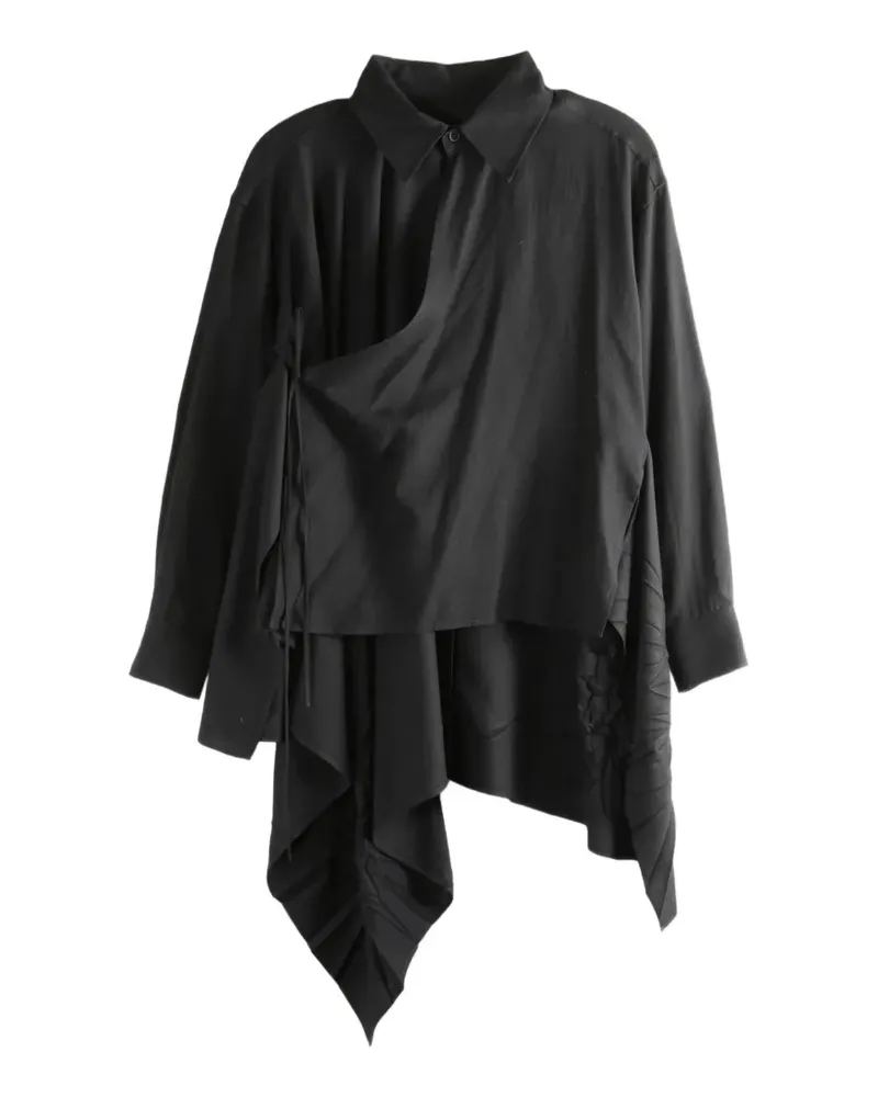 Yohji Yamamoto asymmetric handkerchief-hem shirt - Schwarz Schwarz