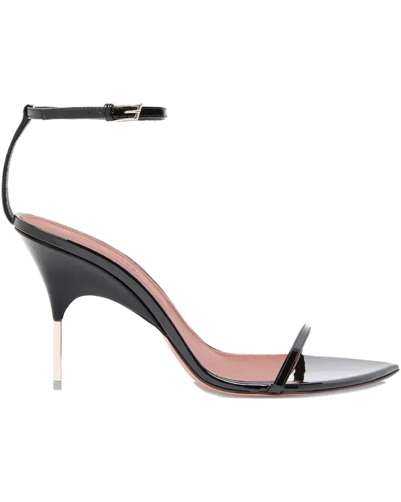 Amina Muaddi Bruna Lacksandalen 95mm - Schwarz Schwarz