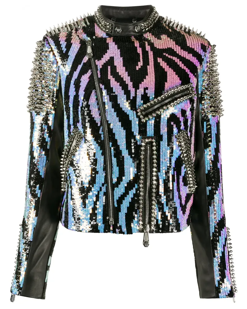 Philipp Plein Klassische Bikerjacke - Schwarz Schwarz