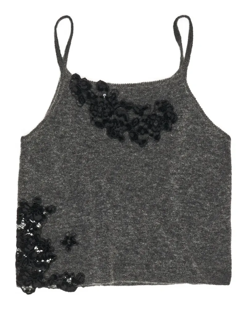 BIMBA Y LOLA Top mit Spitzenapplikation - Grau Grau