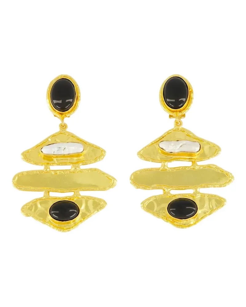 Sylvia Toledano Brutalist onyx-detail earrings - Gold Gold