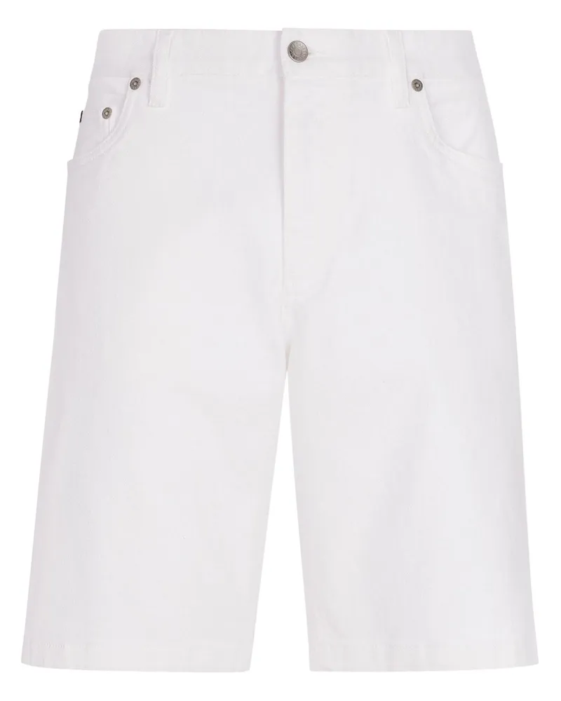 Dolce & Gabbana Jeans-Shorts mit Logo-Schild - Weiß Weiß