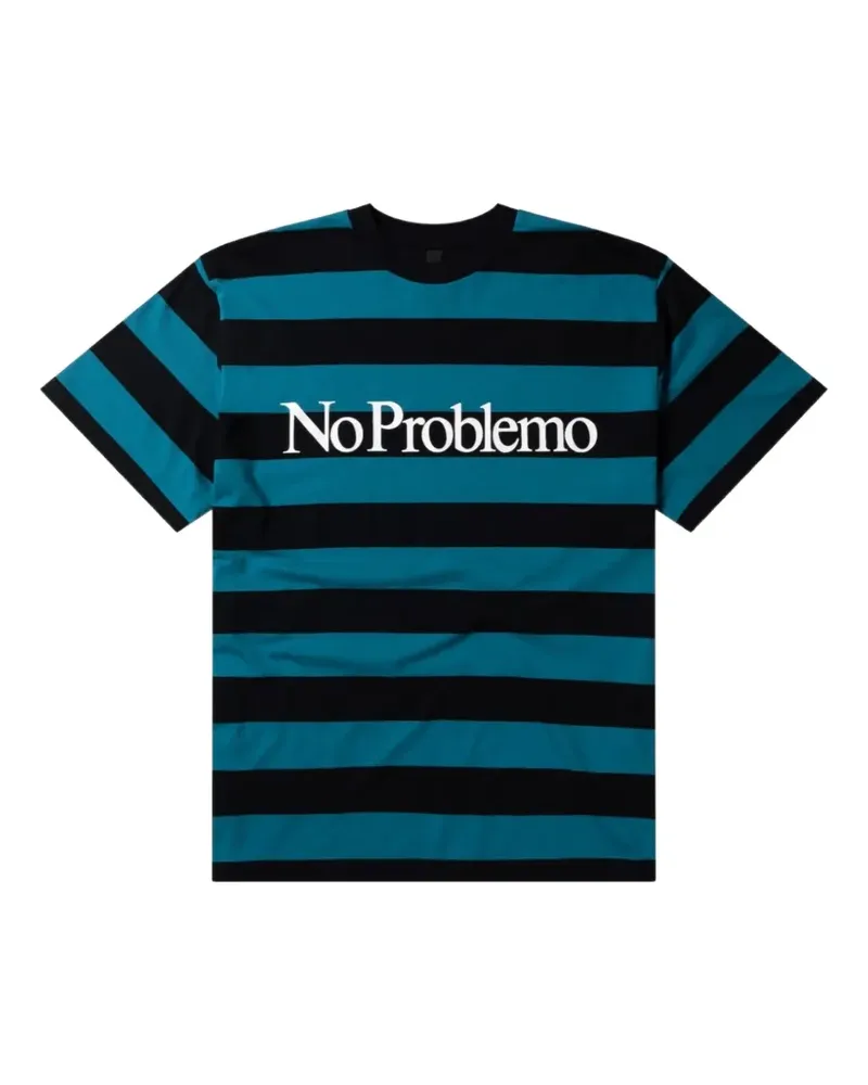 Aries Gestreiftes T-Shirt mit "No Problemo"-Print - Mehrfarbig Mehrfarbig