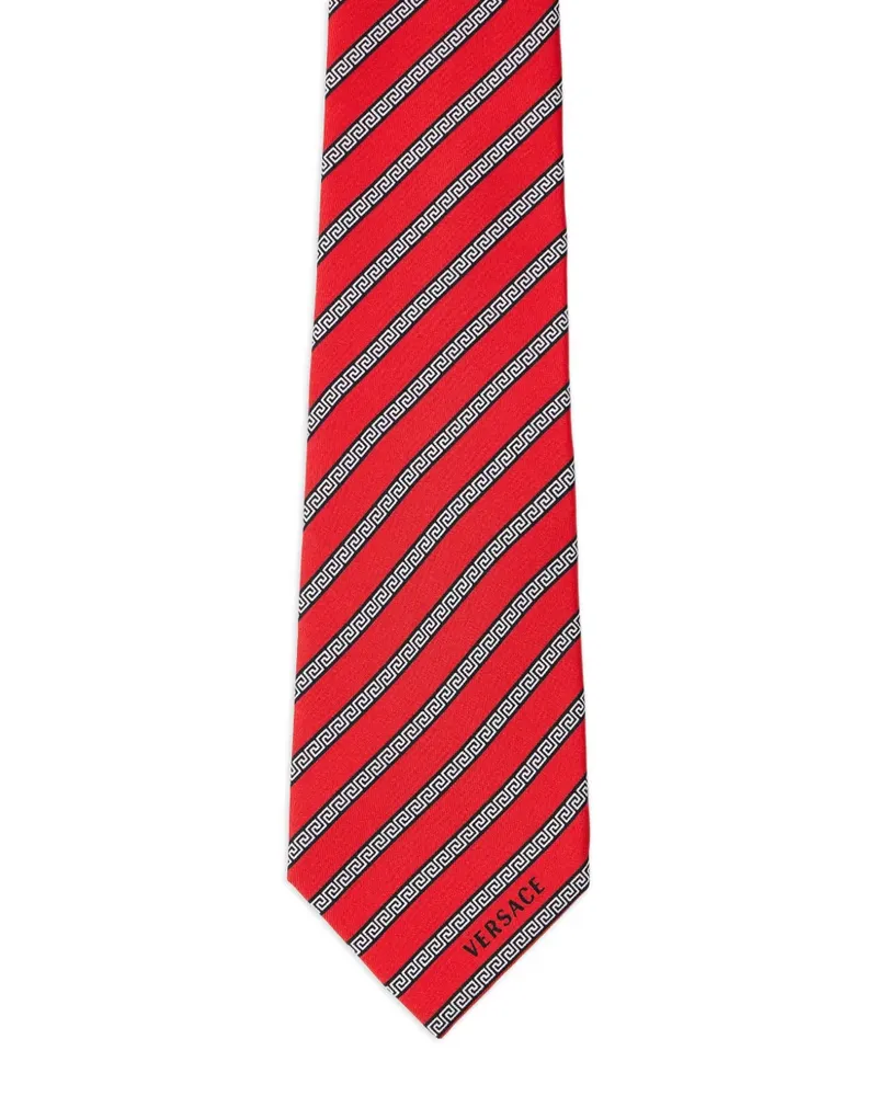 Versace Greca-Muster Diagonal-Streifen Krawatte - Rot Rot