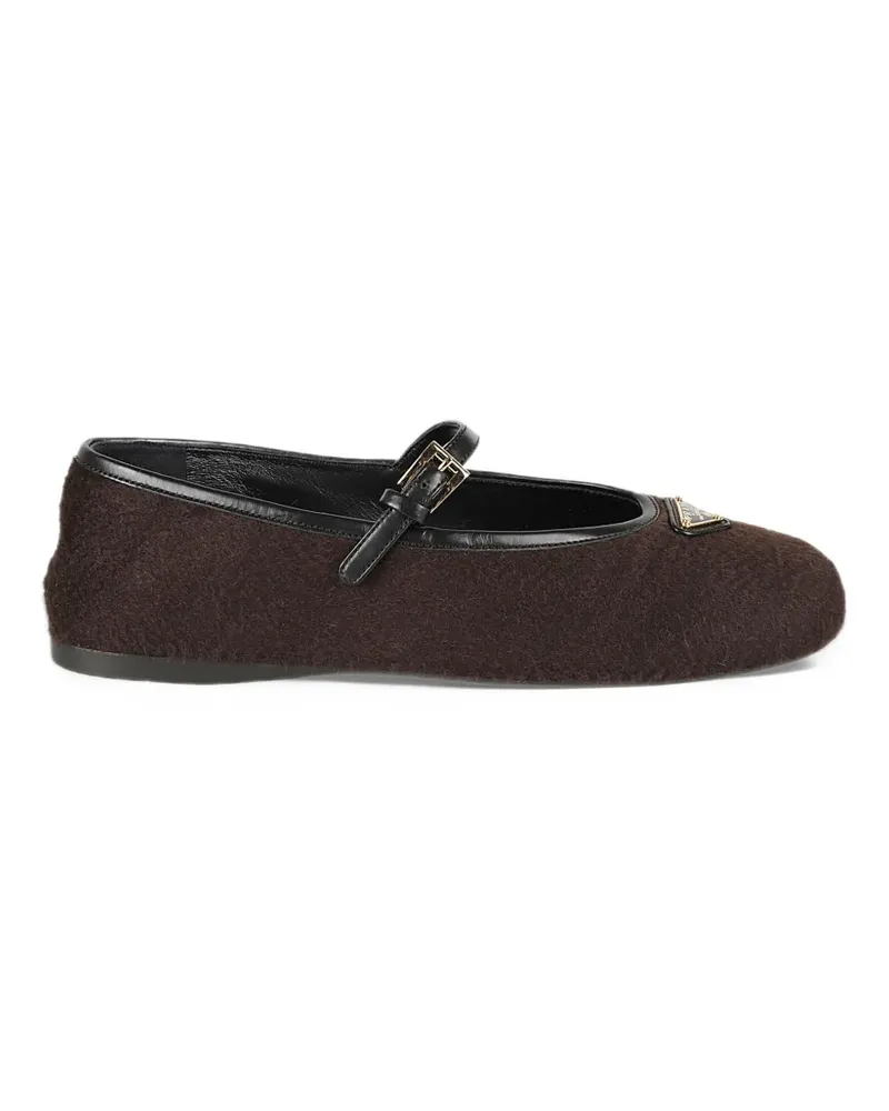 Prada logo-plaque buckle-strap ballet flats - Braun Braun