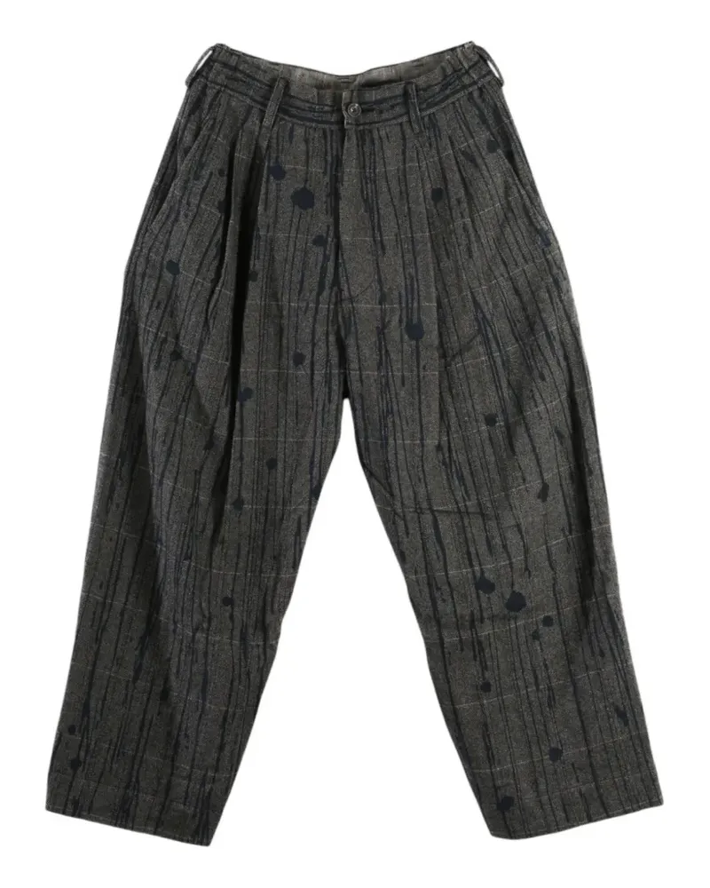 Ziggy Chen paint-splatter pleated trousers - Grau Grau