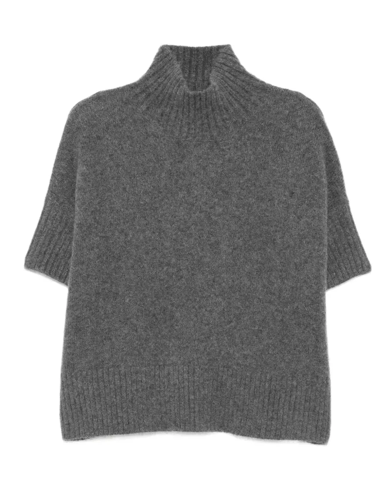 KristenseN Du Nord Kurzärmeliger Pullover mit geripptem Besatz - Grau Grau