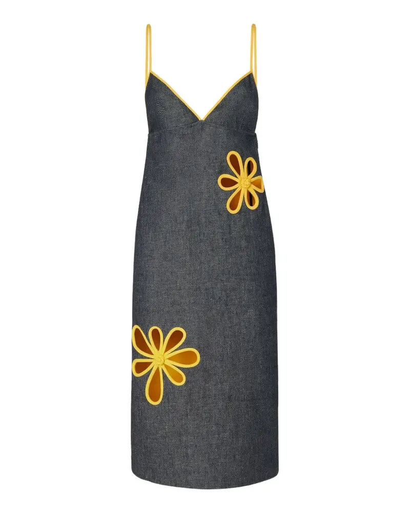 Fendi flower-appliqué midi dress - Blau Blau