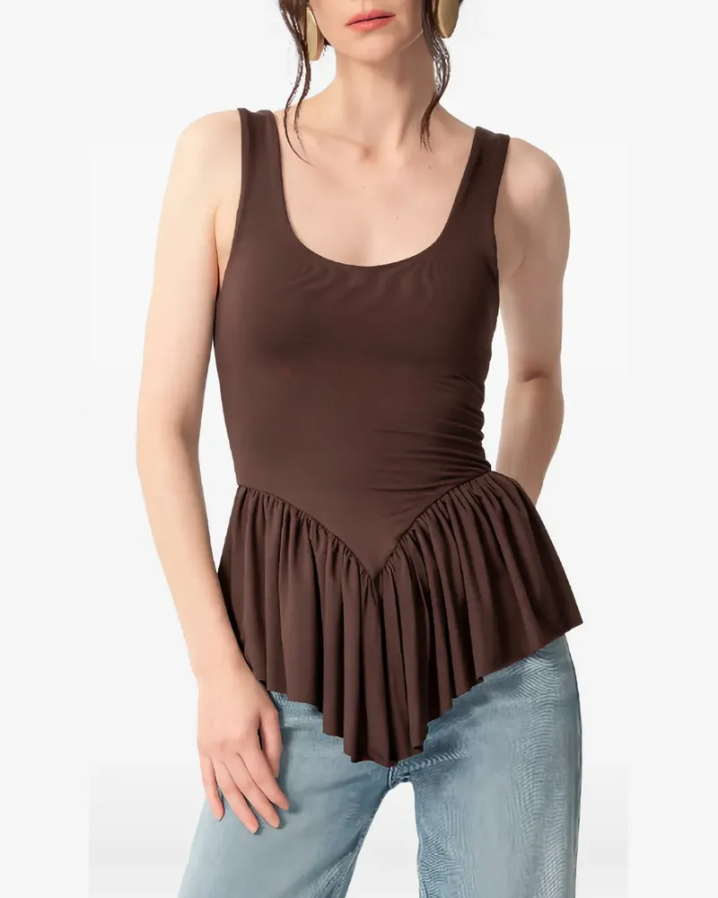 CONCEPTO Thera ruffled peplum top - Braun Braun