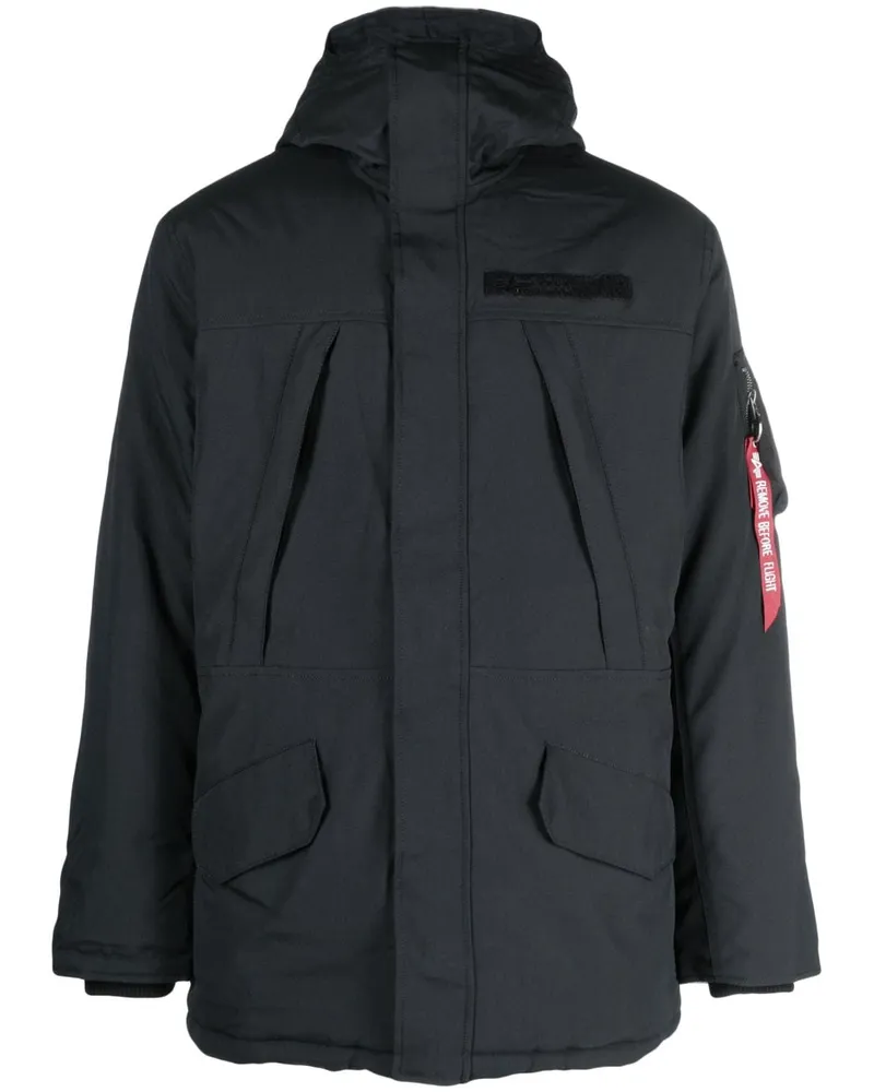 Alpha Industries Kapuzenjacke mit Logo-Schild Schwarz