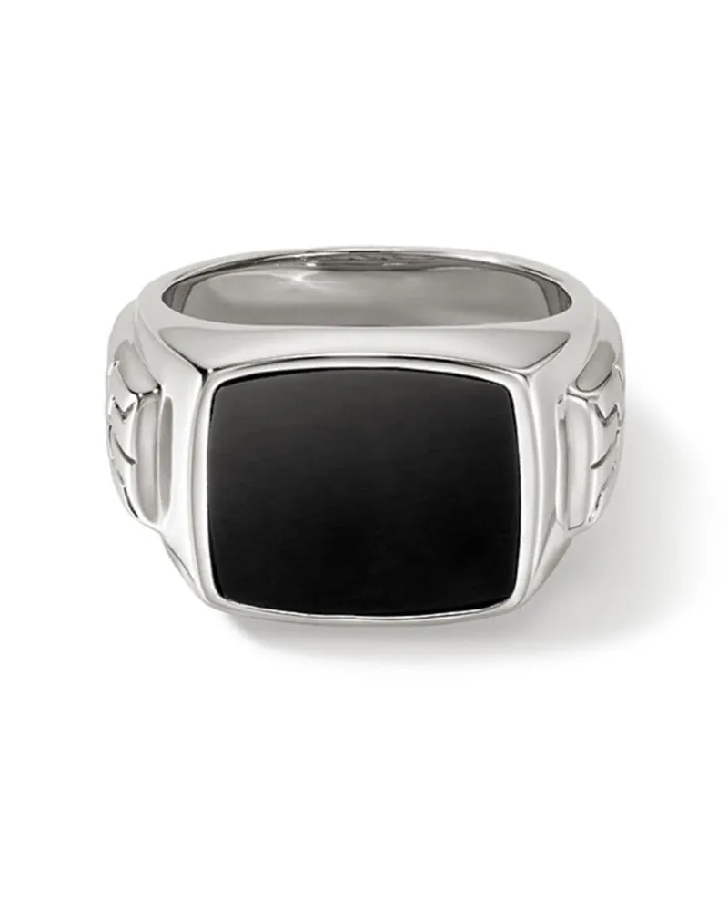 John Hardy Sterlingsilber-Siegelring mit schwarzem Onyx Silber
