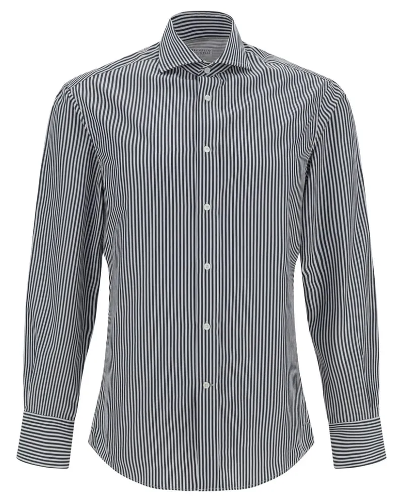 Brunello Cucinelli Gestreiftes Hemd - Blau Blau